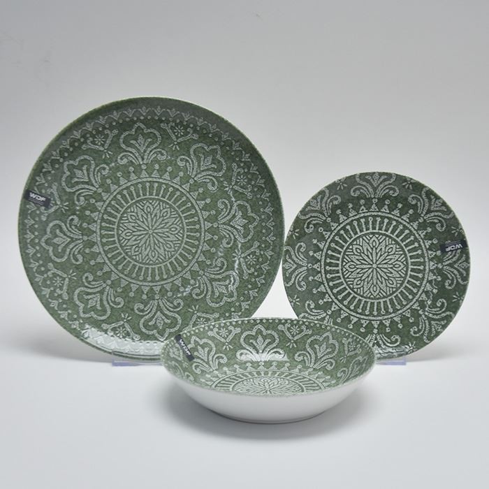 Green Elegant Tableware With Embossed